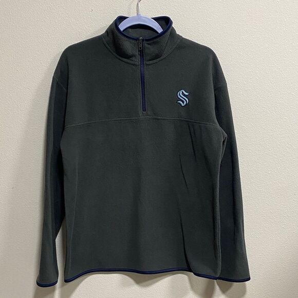 Seattle Kraken NHL Quarter-Zip Fleece Pullover Gray Blue Trim Size M 8/10 - Picture 3 of 11